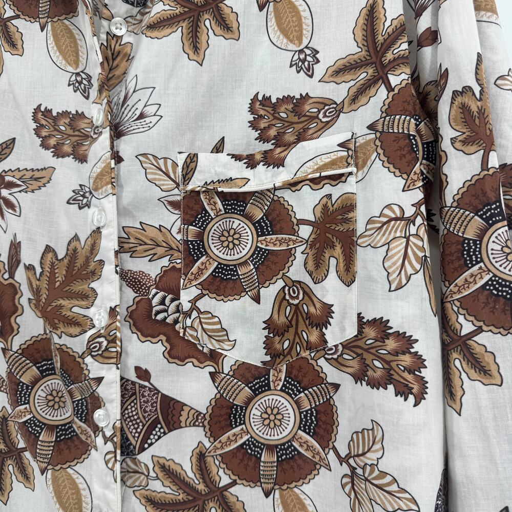 Julia Amory Husband Shirt Coco Cap Ferrat Floral Block Print Button Down Size S - Picture 4 of 8